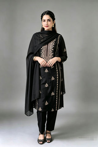 Black Handmade Gota Work Suit