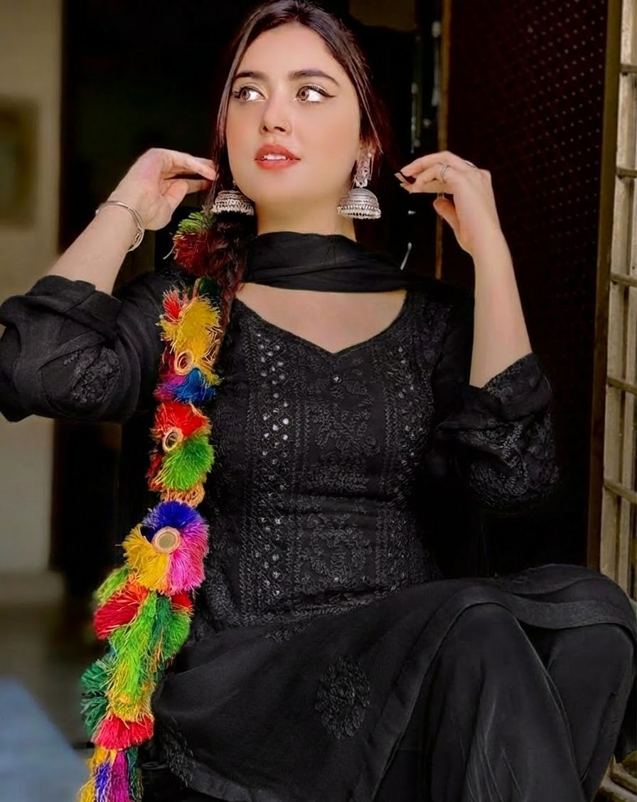 Handmade Chicken Kari With Mirror Work Ready to Wear 3Pc