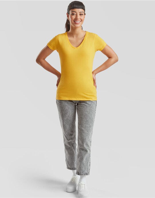 Fruit of the Loom Ladies Valueweight V-Neck T-Shirt