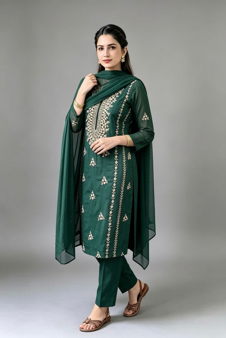 Emerald Green Handmade Gota Work Suit