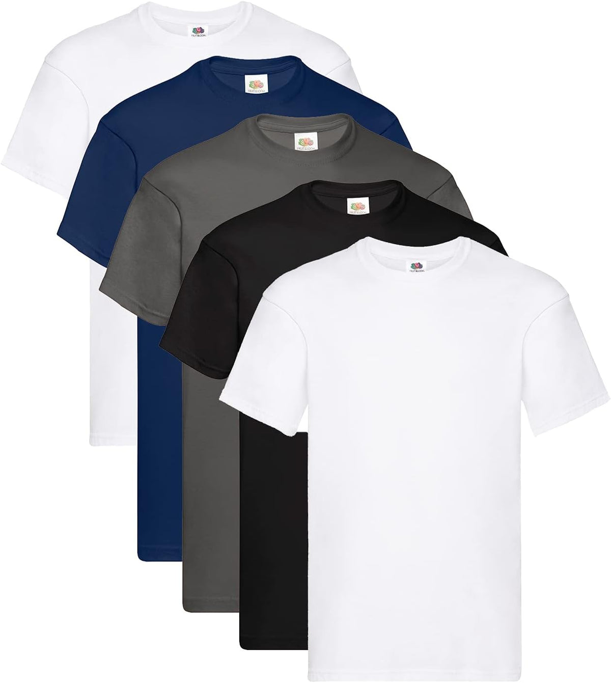 Fruit Of The Loom Men's Iconic Lightweight Ringspun Tee 5 Pack T-Shirt Black Large