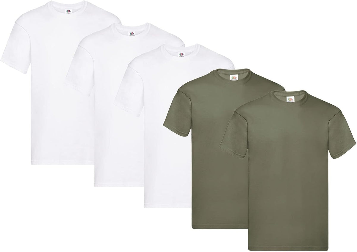 Fruit Of The Loom Men's Iconic Lightweight Ringspun Tee 5 Pack T-Shirt Black Large