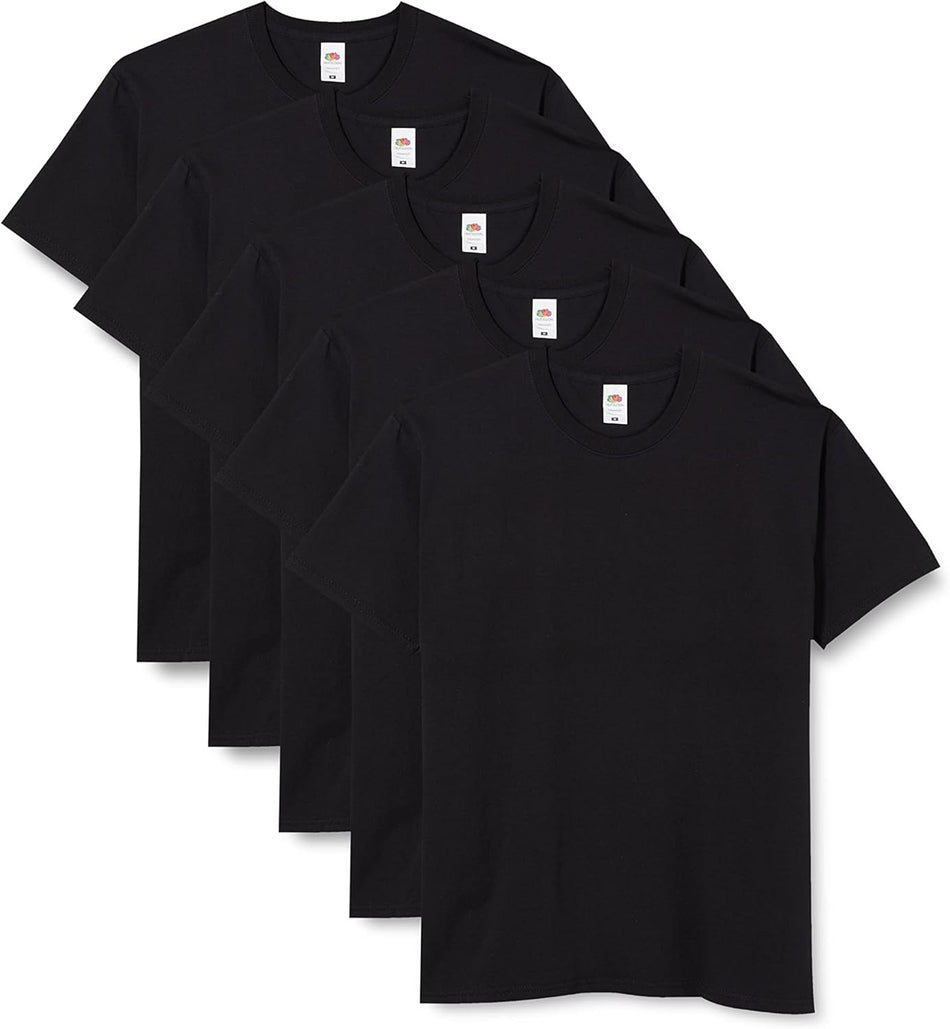 Fruit Of The Loom Men's Iconic Lightweight Ringspun Tee 5 Pack T-Shirt Black Large