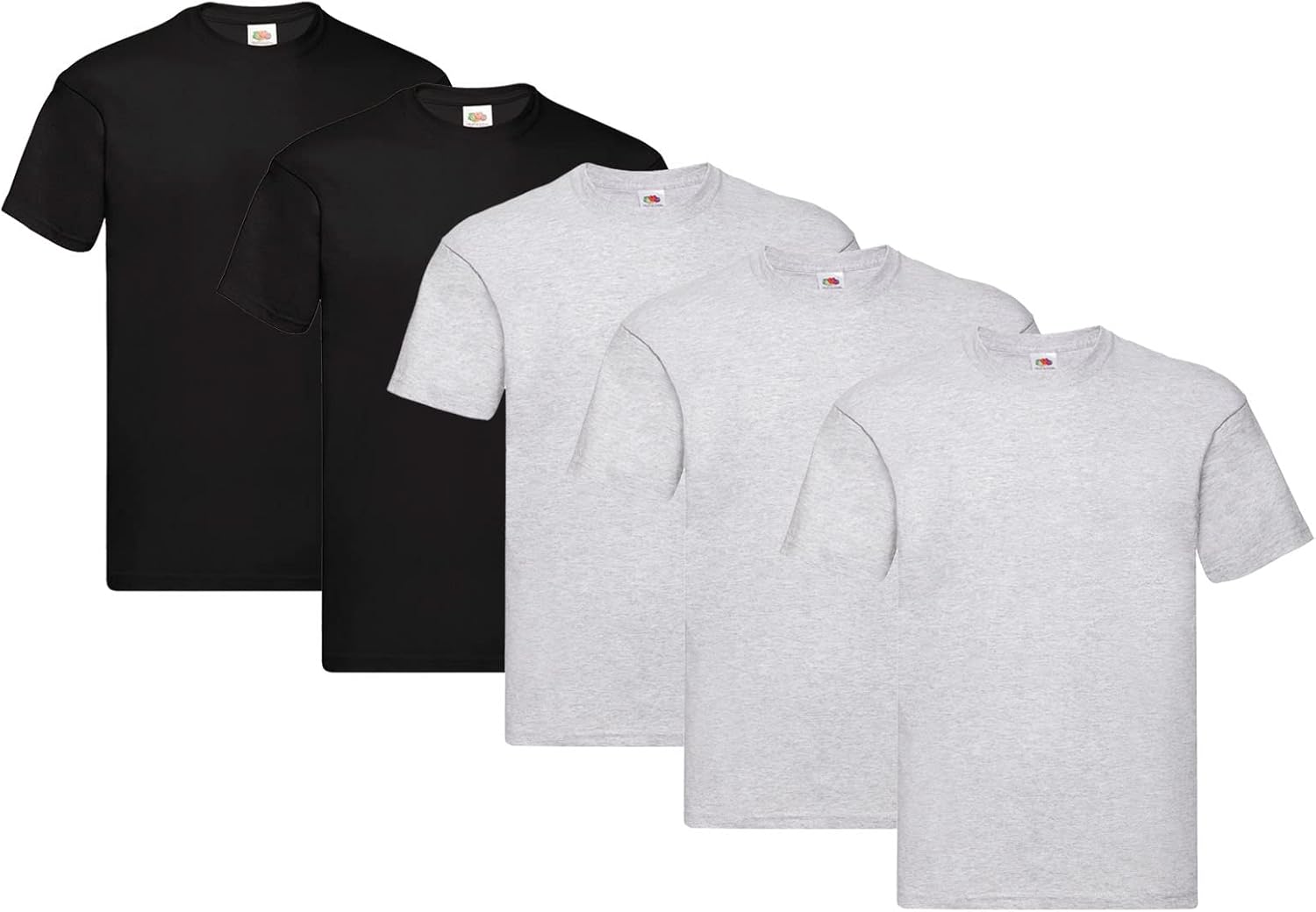 Fruit Of The Loom Men's Iconic Lightweight Ringspun Tee 5 Pack T-Shirt Black Large